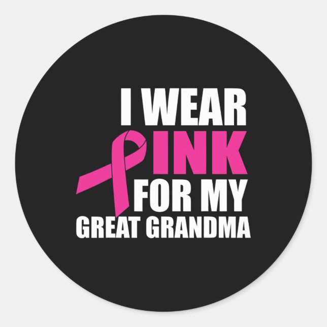 Sticker Rond Je Porte Le Rose Pour Mon Grand Grand Grand-Mère C (Devant)