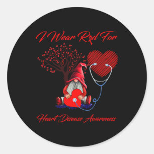 Sticker Rond Je Porte Le Rouge Pour La Sensibilisation Aux Mala
