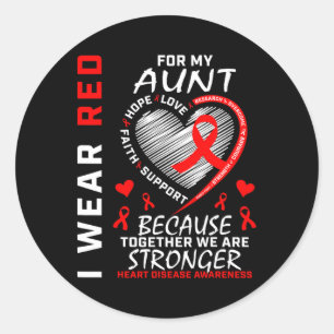 Sticker Rond Je Porte Le Rouge Pour Ma Tante Maladie Cardiaque 