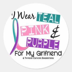 Sticker Rond Je porte le ruban de cancer de la thyroïde pour