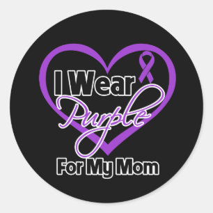 Sticker Rond Je porte le ruban de Purple Heart - maman