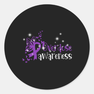 Sticker Rond Je Porte Le Ruban Violet Soutien À La Consommation