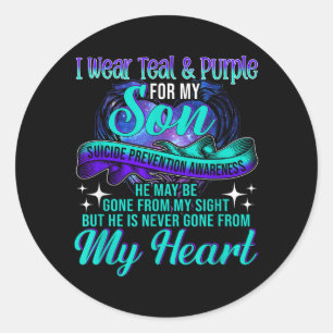 Sticker Rond Je porte le sarcelle violet pour la sensibilisatio