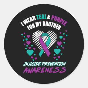 Sticker Rond Je Porte Le Tealand Purple Pour Mon Frère Suicide
