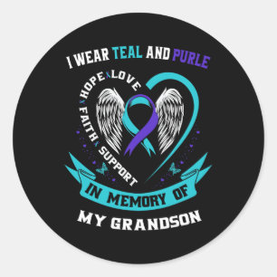 Sticker Rond Je Porte Le Turquoise Et Le Violet Pour Le Suicide