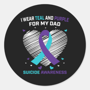 Sticker Rond Je Porte Le Turquoise Et Le Violet Pour Papa Sensi