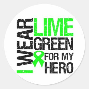 Sticker Rond Je porte le vert de chaux pour mon héros -