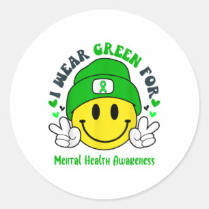 Sticker Rond Je Porte Le Vert Pour La Sensibilisation À La Sant