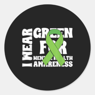 Sticker Rond Je Porte Le Vert Pour La Sensibilisation À La Sant
