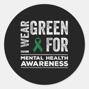 Sticker Rond Je Porte Le Vert Pour Le Mois De Sensibilisation À