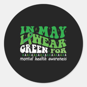 Sticker Rond Je Porte Le Vert Pour Le Mois De Sensibilisation À