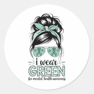 Sticker Rond Je Porte Le Vert Pour Le Mois De Sensibilisation À