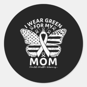 Sticker Rond Je Porte Le Vert Pour Ma Mère Sensibilisation À La