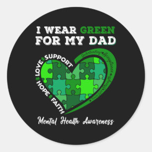 Sticker Rond Je Porte Le Vert Pour Mon Père La Sensibilisation