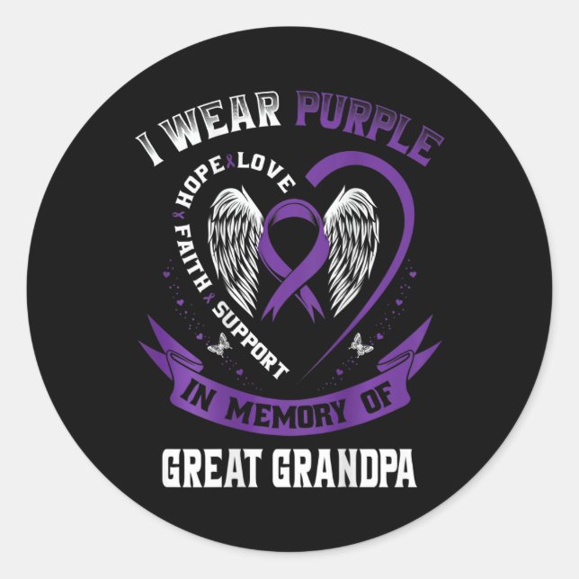 Sticker Rond Je Porte Le Violet En Mémoire De Grand-Père Pancre (Devant)