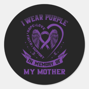 Sticker Rond Je Porte Le Violet En Mémoire De Ma Mère Maman Épi