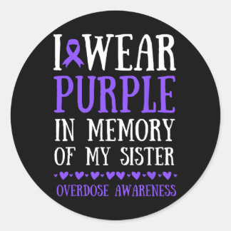 Sticker Rond Je Porte Le Violet En Mémoire De Ma Soeur À L'Époq