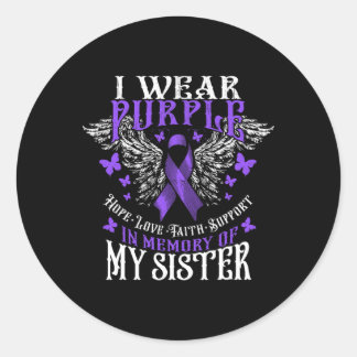 Sticker Rond Je Porte Le Violet En Mémoire De Ma Soeur À L'Époq