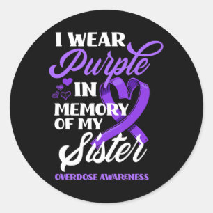 Sticker Rond Je Porte Le Violet En Mémoire De Ma Soeur À L'Époq