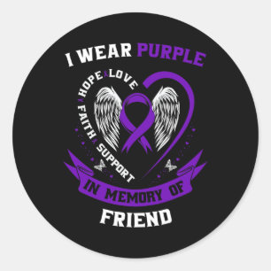 Sticker Rond Je porte le violet en mémoire de mon ami Pancreati