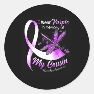 Sticker Rond Je Porte Le Violet En Mémoire De Mon Cousin Overdo