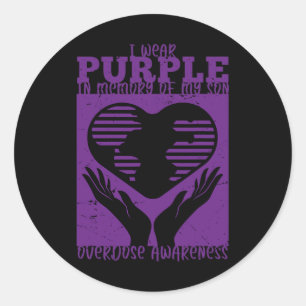 Sticker Rond Je Porte Le Violet En Mémoire De Mon Fils - Surdos