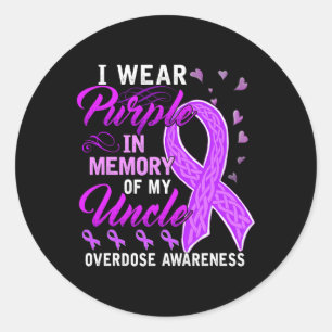 Sticker Rond Je Porte Le Violet En Mémoire De Mon Oncle Surdose