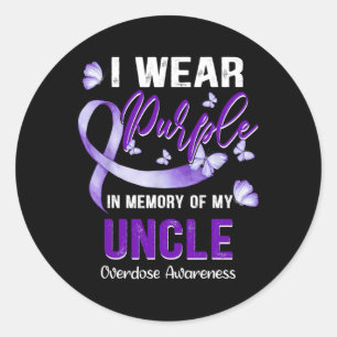 Sticker Rond Je Porte Le Violet En Mémoire De Mon Oncle Surdose