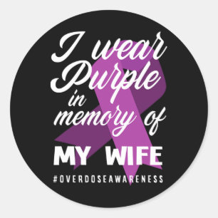 Sticker Rond Je Porte Le Violet En Mémoire Pour Ma Femme Surdos