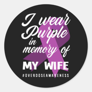 Sticker Rond Je Porte Le Violet En Mémoire Pour Ma Femme Surdos