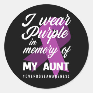 Sticker Rond Je Porte Le Violet En Mémoire Pour Ma Tante Surdos