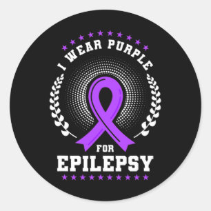 Sticker Rond Je Porte Le Violet Pour La Sensibilisation À L'Épi