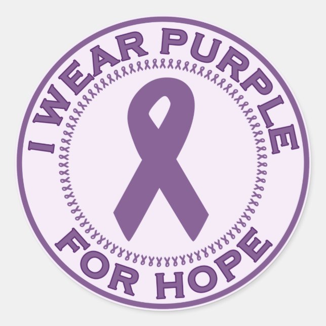 Sticker Rond Je Porte Le Violet Pour L'Espoir (Devant)