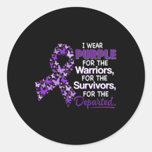 Sticker Rond Je Porte Le Violet Pour L'Overdose Du Papillon Des