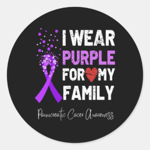 Sticker Rond Je Porte Le Violet Pour Ma Famille Cancer Pancréat