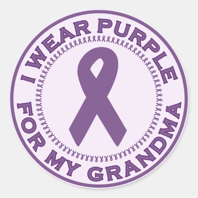 Sticker Rond Je Porte Le Violet Pour Ma Grand-Mère (Devant)