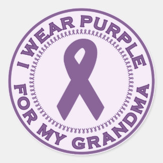 Sticker Rond Je Porte Le Violet Pour Ma Grand-Mère
