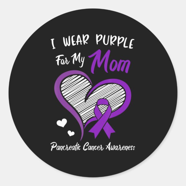 Sticker Rond Je porte le violet pour ma maman Pancreatic Cancer (Devant)