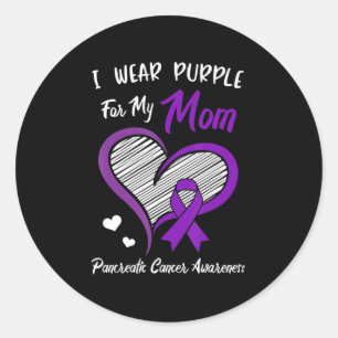 Sticker Rond Je porte le violet pour ma maman Pancreatic Cancer