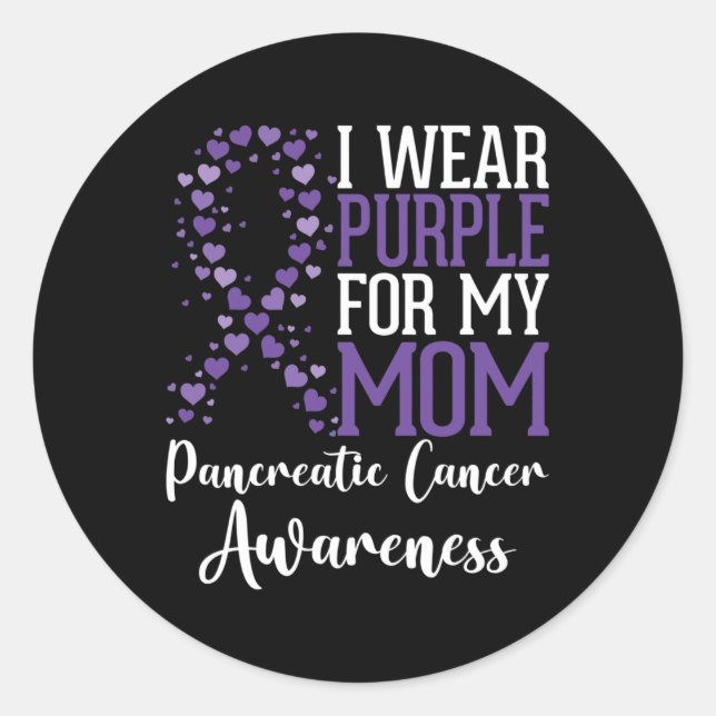 Sticker Rond Je porte le violet pour ma maman Pancreatic Cancer (Devant)