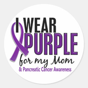 Sticker Rond Je Porte Le Violet Pour Ma Mère 10 Cancer Pancréat