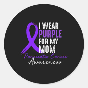 Sticker Rond Je Porte Le Violet Pour Ma Mère Sensibilisation Au