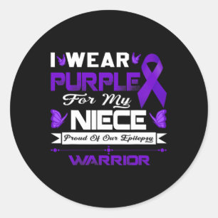 Sticker Rond Je Porte Le Violet Pour Ma Nièce Fier De Notre Épi