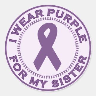 Sticker Rond Je Porte Le Violet Pour Ma Soeur