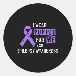 Sticker Rond Je Porte Le Violet Pour Moi Et L'Épilepsie De La J
