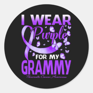 Sticker Rond Je Porte Le Violet Pour Mon Cancer Grammy Pancréat