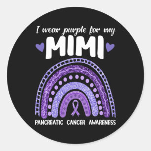 Sticker Rond Je Porte Le Violet Pour Mon Cancer Pancréatique Mi