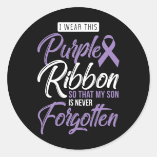 Sticker Rond Je Porte Le Violet Pour Mon Fils Sensibilisation I