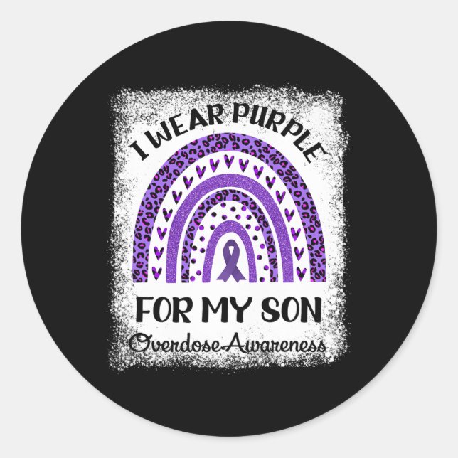 Sticker Rond Je Porte Le Violet Pour Mon Fils Surdose Sensibili (Devant)