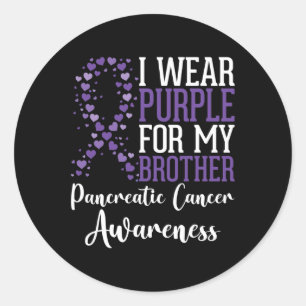 Sticker Rond Je Porte Le Violet Pour Mon Frère Cancer Pancréati